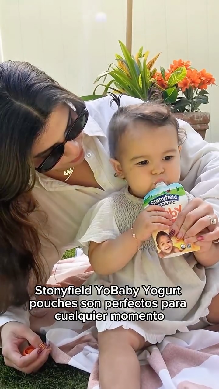 Instagram post by @lauraroestel for Stonyfield Organic. Caption reads: #ad Feeding my baby feels so much easier with....