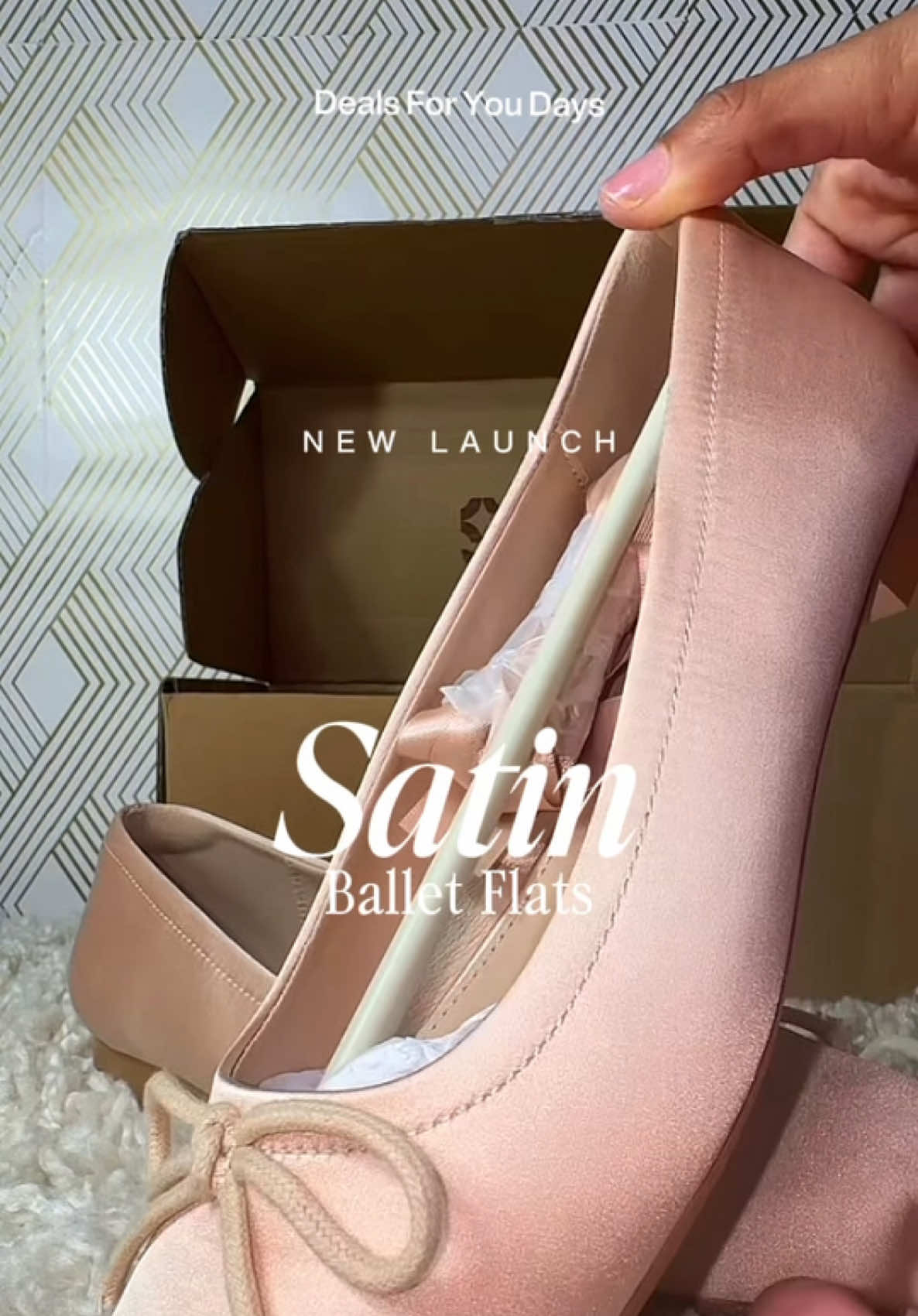 TikTok post by an influencer for Rivora Shoes. Caption reads: DEALS FOR YOU CYNLLIO Womens Satin Ballet Flats....