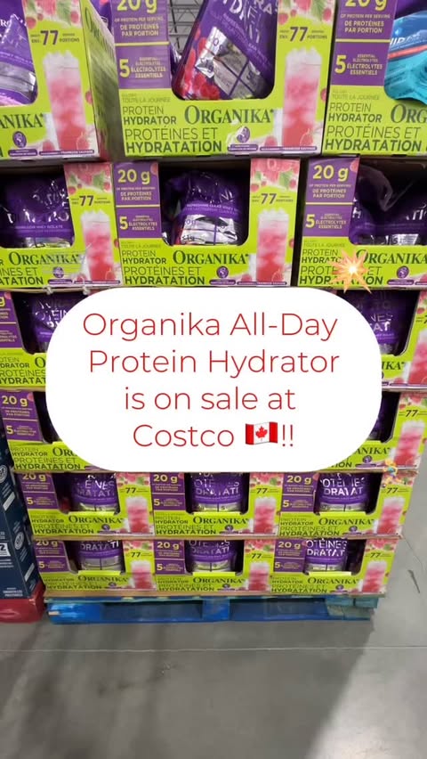 Instagram post by @costcofindscanada for Organika. Caption reads: 🛒 ON SALE!!!💥 ‌ @organikahealth All-Day Protein....