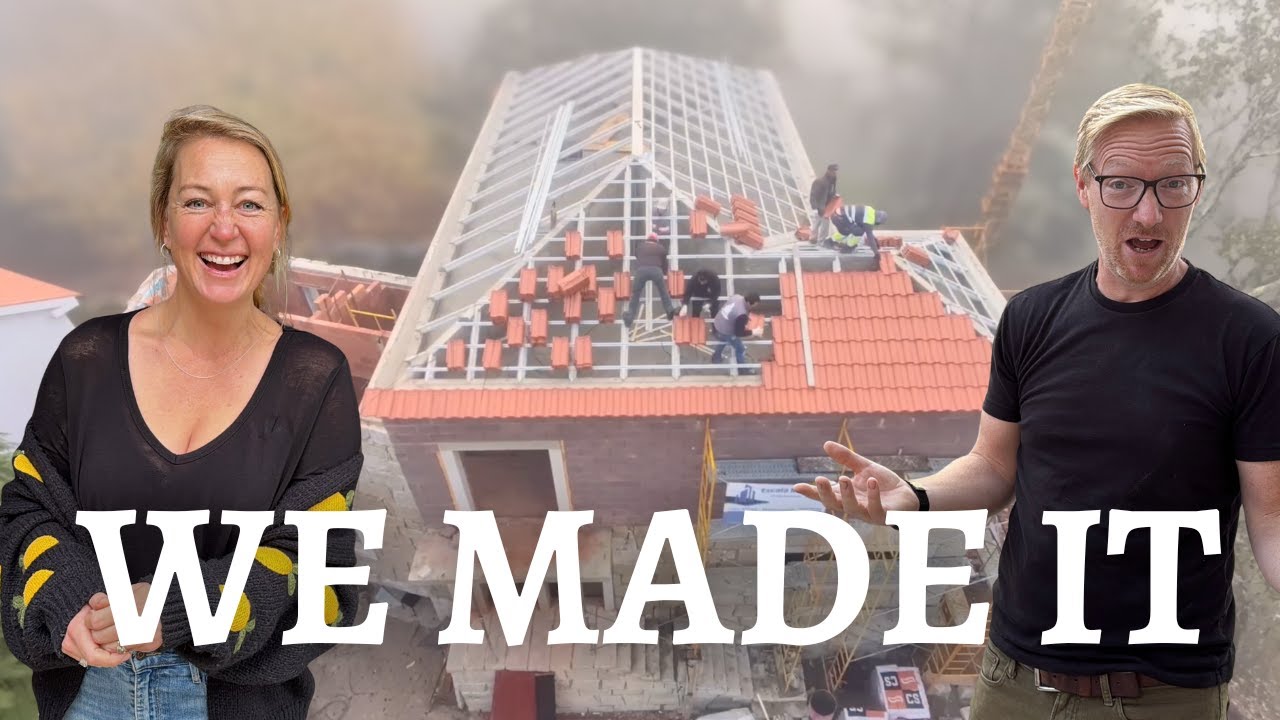 YouTube post by @TheNewbys for KiwiCo. Caption reads: Our Biggest Milestone – The Roof is FINALLY on Our....