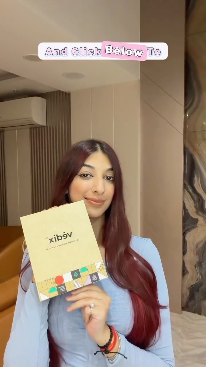 Instagram post by @ananyakhurana_30 for Vedix. Caption reads: @vedixofficial just gave my hair a rebirth.....