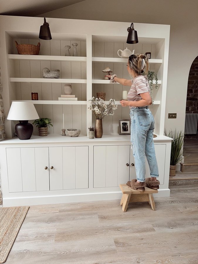 Instagram post by @no14hectorshouse for Dowsing & Reynolds. Caption reads: The cabinet is finally styled. A mix of carboot....