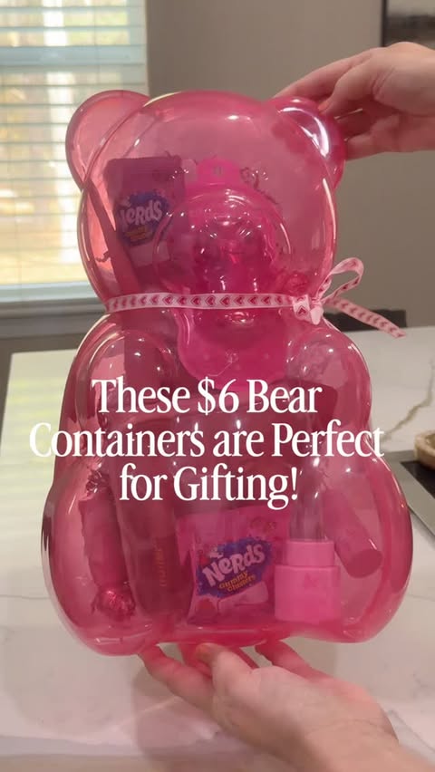 Instagram post by @trendyfavefinds for Olive & June. Caption reads: These $6 Gummy Bear containers are going are....