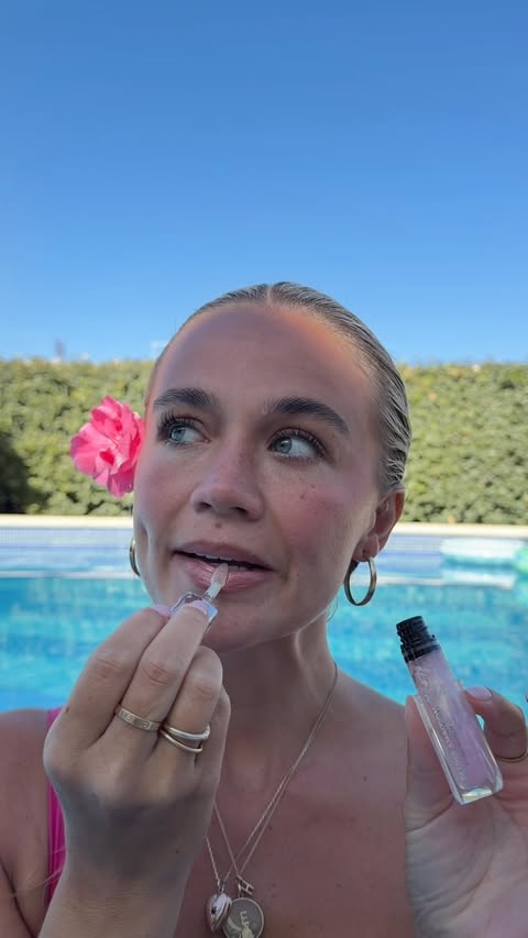 Instagram post by @hattiebourn for L'Oréal Paris. Caption reads: Ad pool day glam with @lorealparis 🌺 Revitalift....