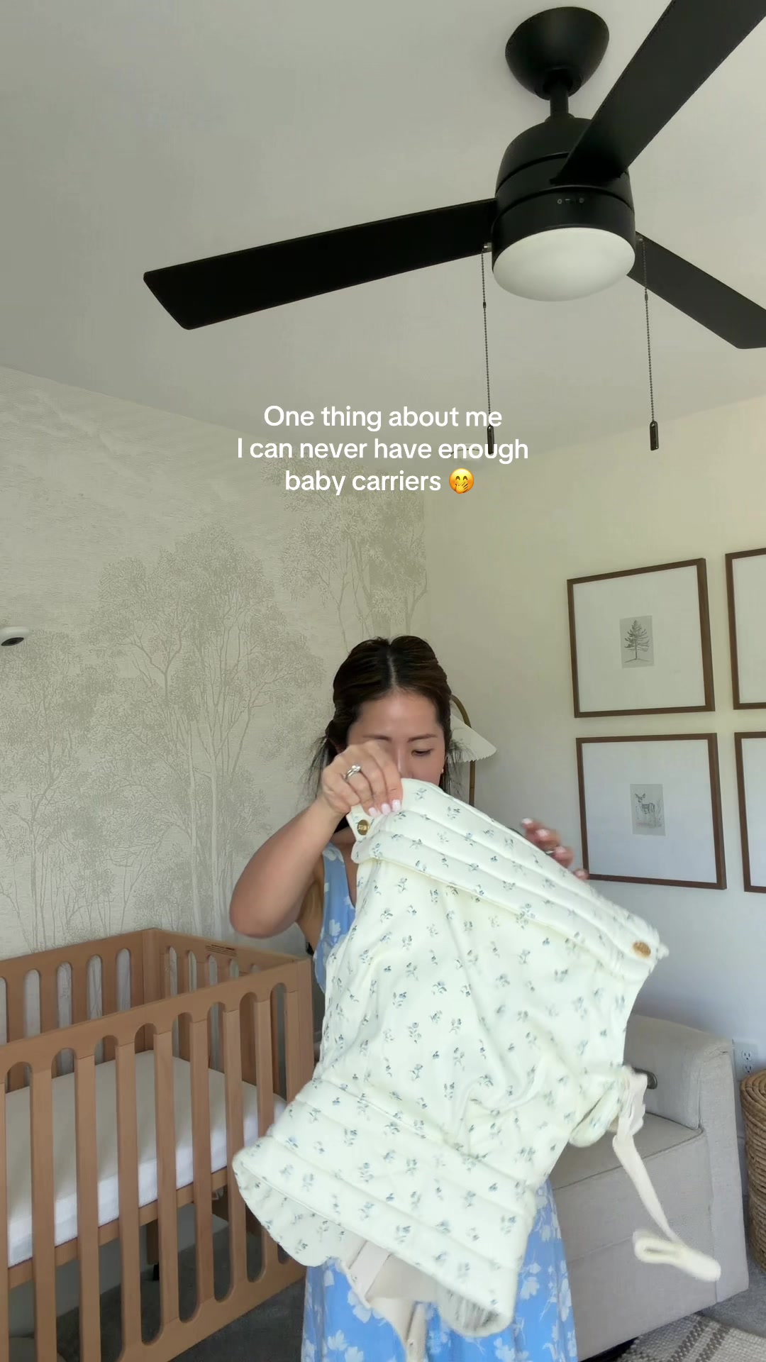 TikTok post by @balancebylina for MABĒ Carriers. Caption reads: [...] floral print is the cutest!!!! @MABĒ....
