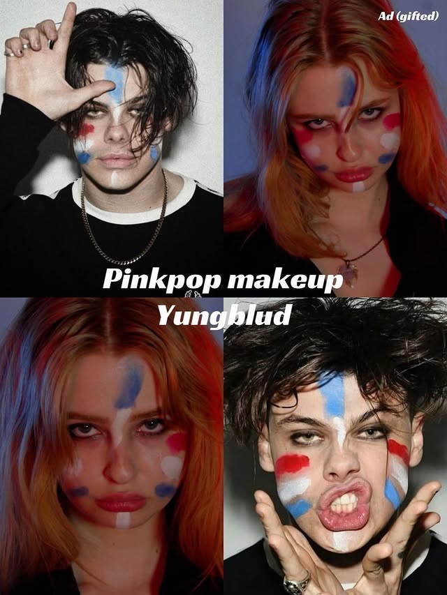 Instagram post by @ellieloveux for CAIA Cosmetics. Caption reads: Pinkpop Yungblud makeup🇳🇱 IB: @yungblud....