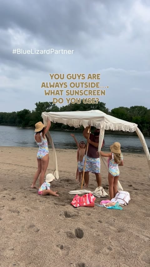 Instagram post by @katiejo_plusourtrio for Blue Lizard Australian Sunscreen. Caption reads: We are officially in summer mode over here!....