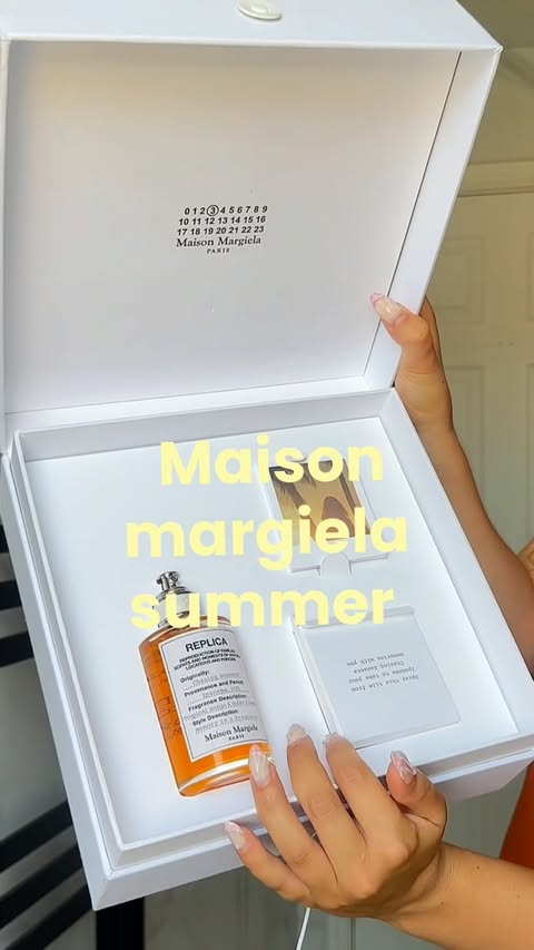 Instagram post by @katieisaacsxo for Maison Margiela. Caption reads: [...] now my favourite summer smell....