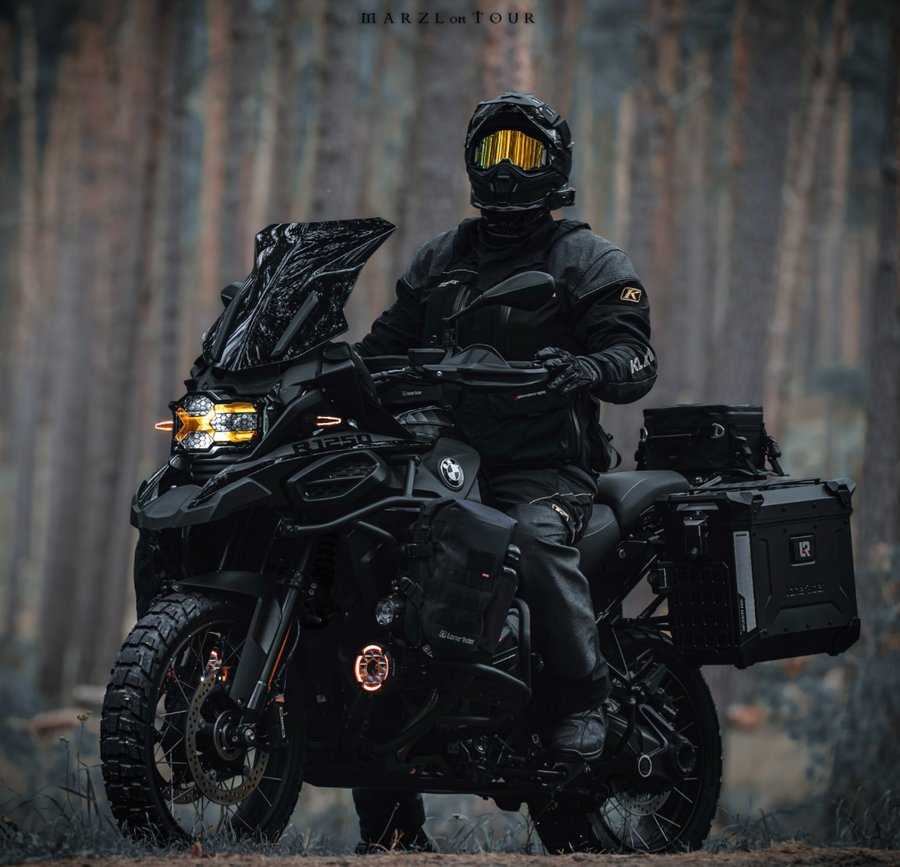 Instagram post by @marzlontour for Cardo Systems. Caption reads: In the shadows of the forest, the beast comes....