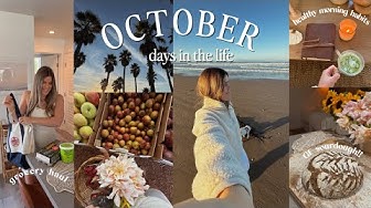 YouTube post by @CambriaJoy for SAUNABOX. Caption reads: October Days 🍂 | healthy habits, sunrise beach....