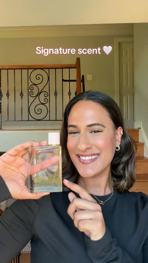 Instagram post by @taaabbbyy for Burberry. Caption reads: @burberry Her is by far one of my FAV fragrances....