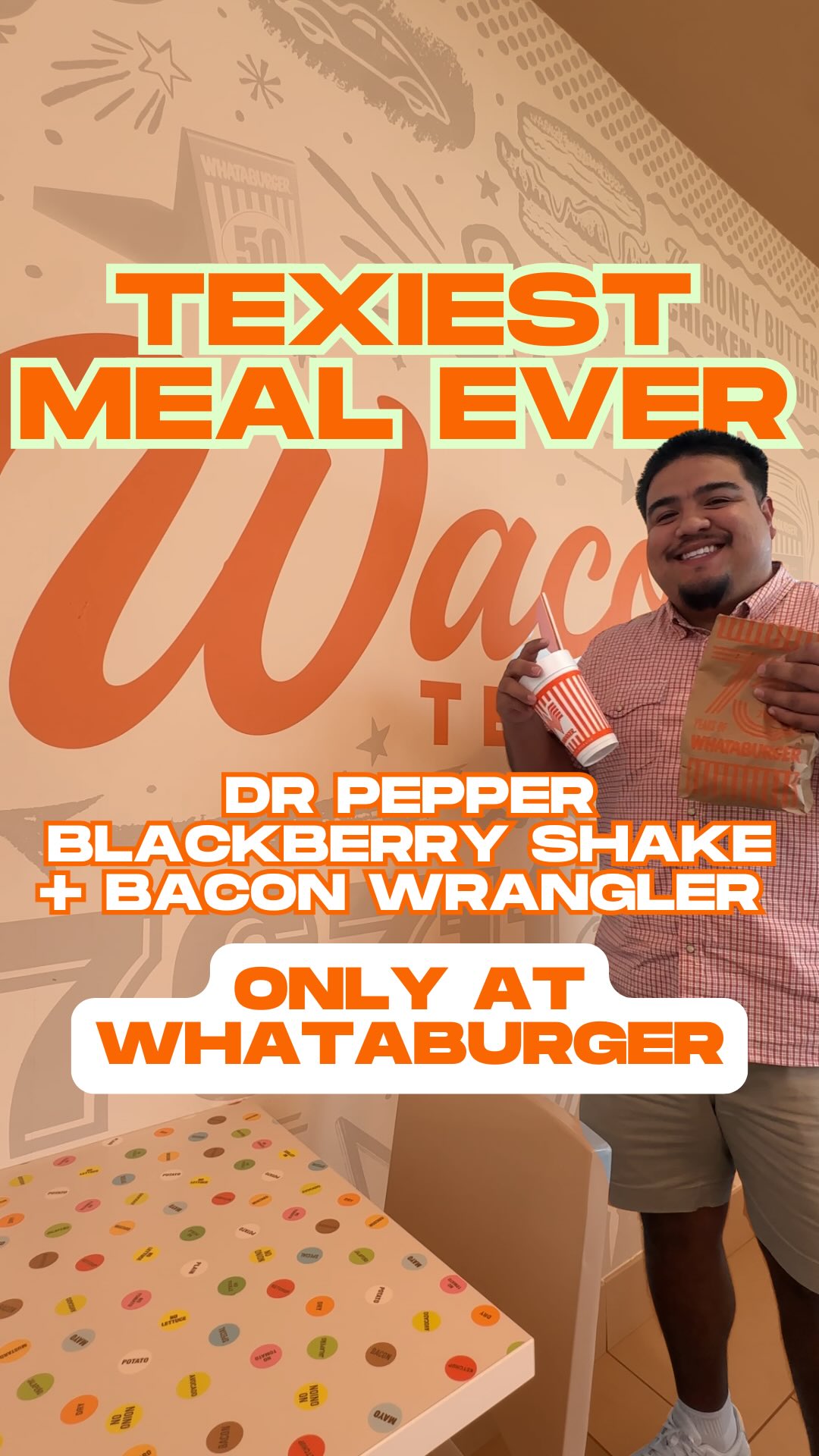 Instagram post by @dominicvilla for Whataburger. Caption reads: Dr Pepper stans, this one’s for YOU! 🥤🤠 The 23....