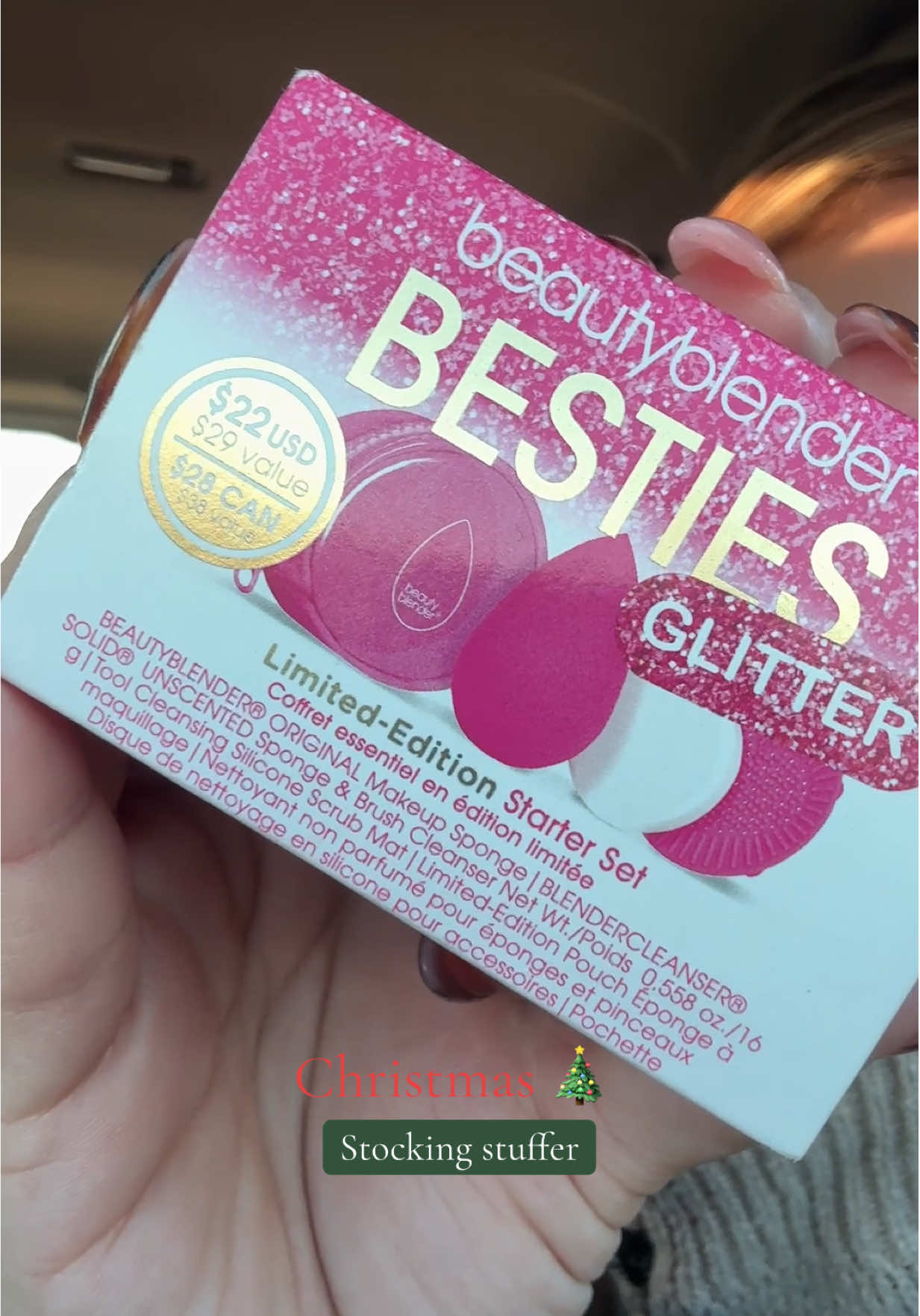 TikTok post by @_aristacy for Beautyblender. Caption reads: [...] when it’s pink & glittery ✨ #beautyblender....