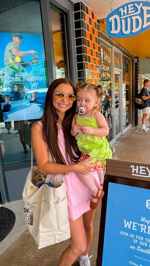 Instagram post by @megreilyy for HEYDUDE. Caption reads: [...] bought Allie her first pair of @heydude at....