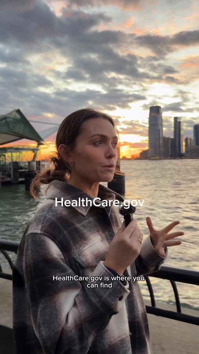 Instagram post by @halliegpatel for HealthCare.gov. Caption reads: [...] insurance or need to re-enroll,....