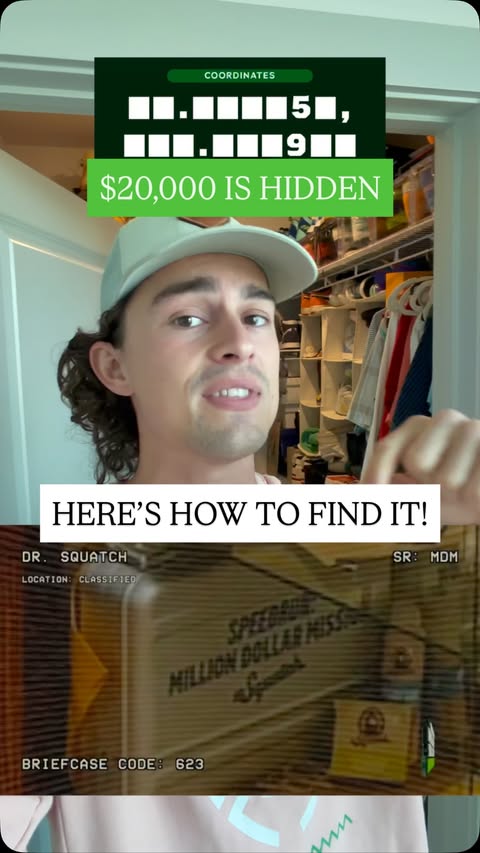 Instagram post by @high.flying.hayden for Dr. Squatch. Caption reads: @drsquatch and @ishowspeed hid $20K in a briefcase....