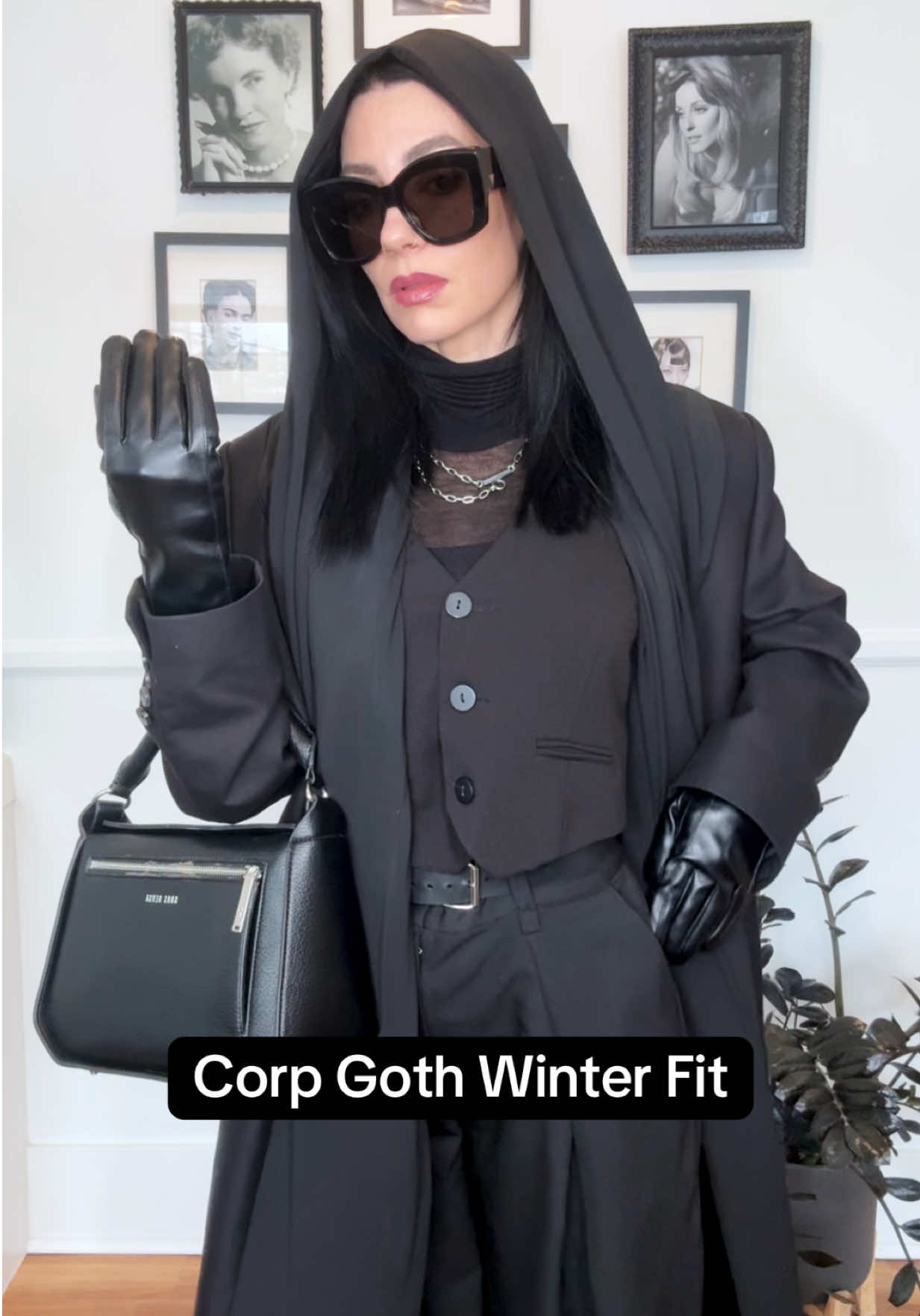 TikTok post by @jessicahazemua for Dr Martens. Caption reads: Corp Goth Winter Fit ❄️ Pants @A B S T R A C T I K....