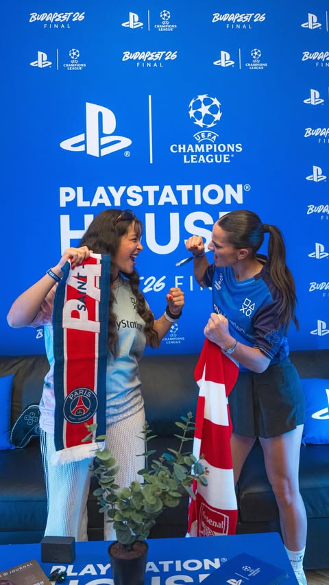 Instagram post by @djjellza_ for PlayStation. Caption reads: [...] in Budapest♥️ #UCLFinal #ad @playstation.
