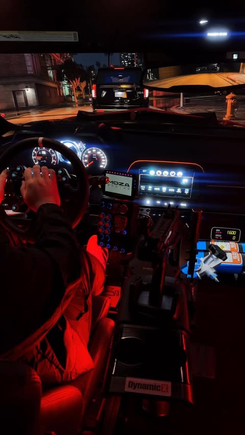 Instagram post by @uni_truck for MOZA Racing. Caption reads: [...] ▶️Sim racing gear : Moza Racing #gta #gta5....