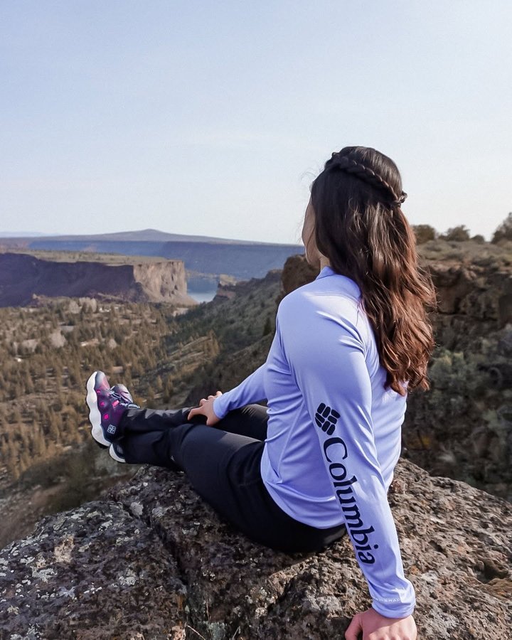 Instagram post by an influencer for Columbia Sportswear. Caption reads: Exploring new trails with mountain views was the....