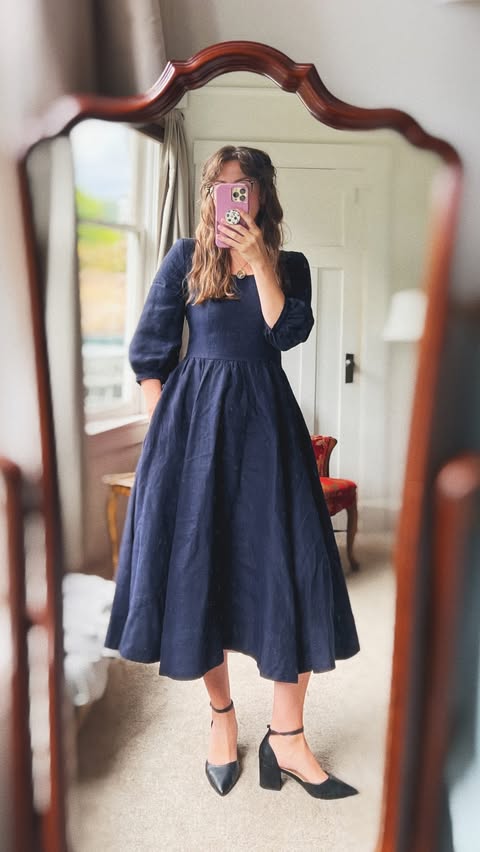 Instagram post by @softautumn.heather for Son de Flor. Caption reads: [...] incredibly beautiful Carmen dress from....