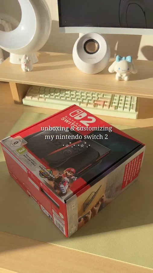 Instagram post by @mirumys for GeekShare. Caption reads: i was finally able to afford a nintendo switch 2....