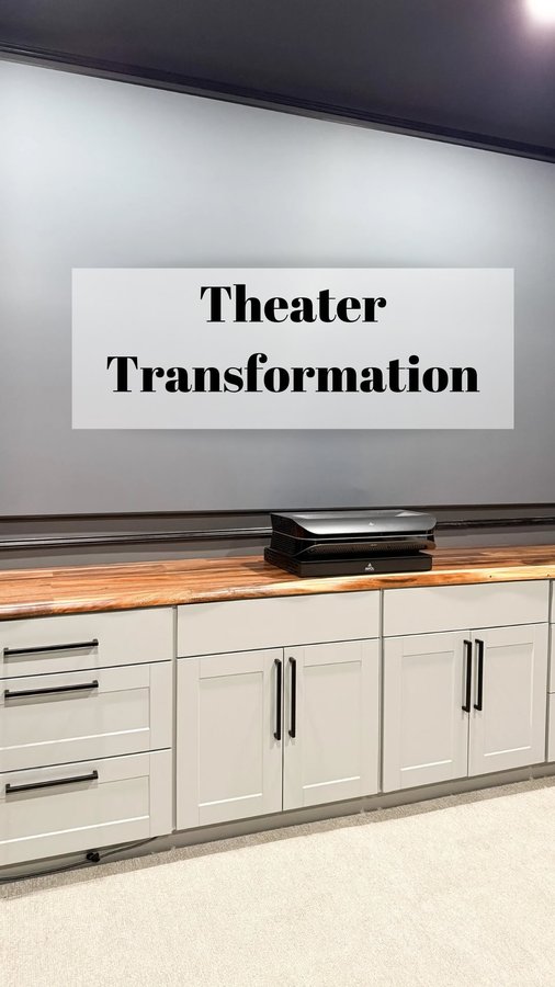 Instagram post by @spetrichhome for Awol Vision. Caption reads: I LOVE how this theater room turned out! This....