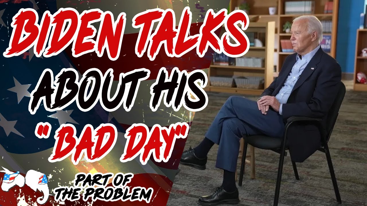YouTube post by @PartOfTheProblem for Neveneyewear. Caption reads: Joe Biden Talks About His "Bad Day" | Part Of The....