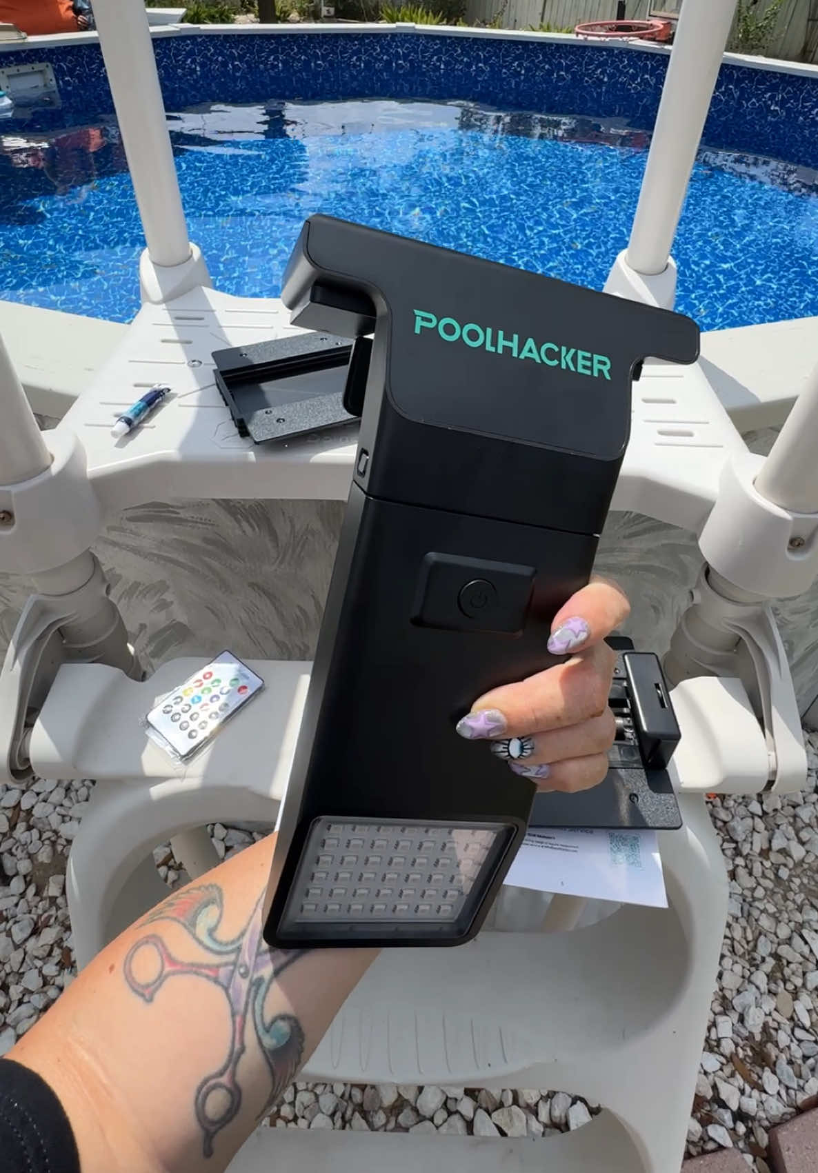 TikTok post by @nikkierogers for Poolhacker. Caption reads: [...] with just a snap of your finger.....