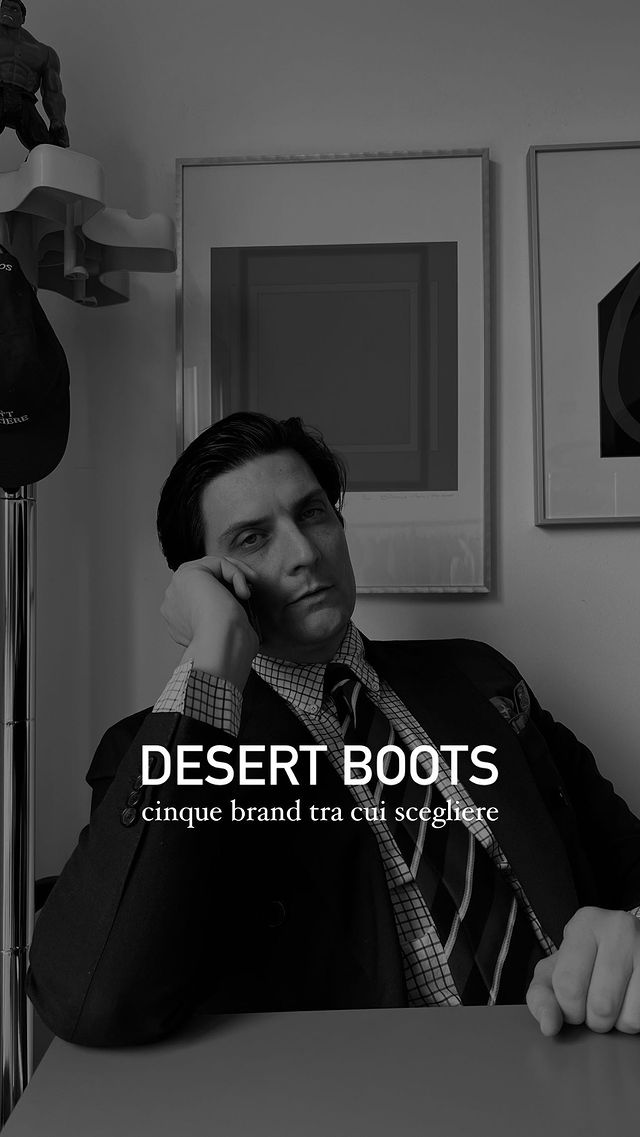 Instagram post by @federicogalli___ for TOD'S. Caption reads: Desert Boots. Cinque brand tra cui scegliere.....