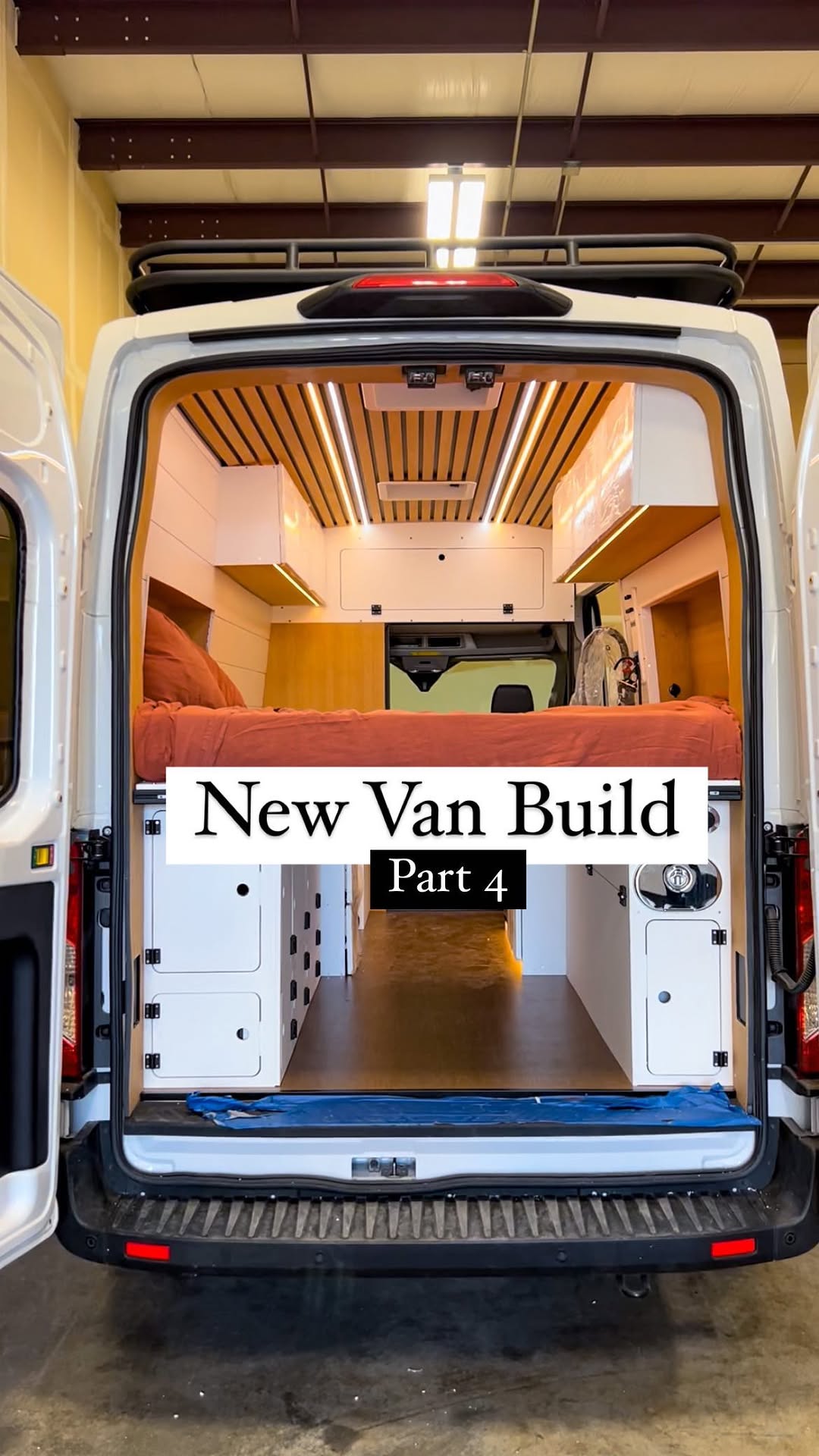 Instagram post by @quingable for Brooklinen. Caption reads: New Van Build Update 4: NEED YOUR HELP! Which....