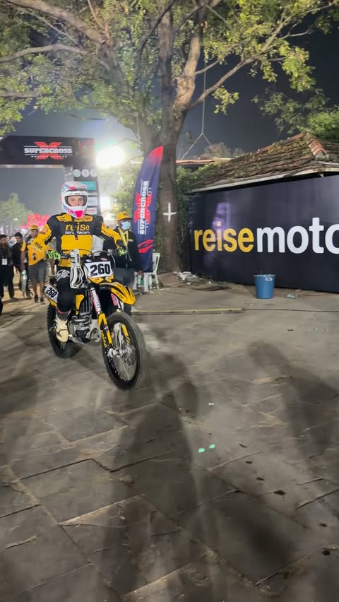 Instagram post by @revanth_terala_ for Reise Moto. Caption reads: What an amazing day at @indiansupercrossleague....