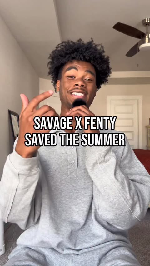 Instagram post by @bradendaily_ for SAVAGE X FENTY BY RIHANNA. Caption reads: @savagexfenty saved the summer😮‍💨 #streetwear....