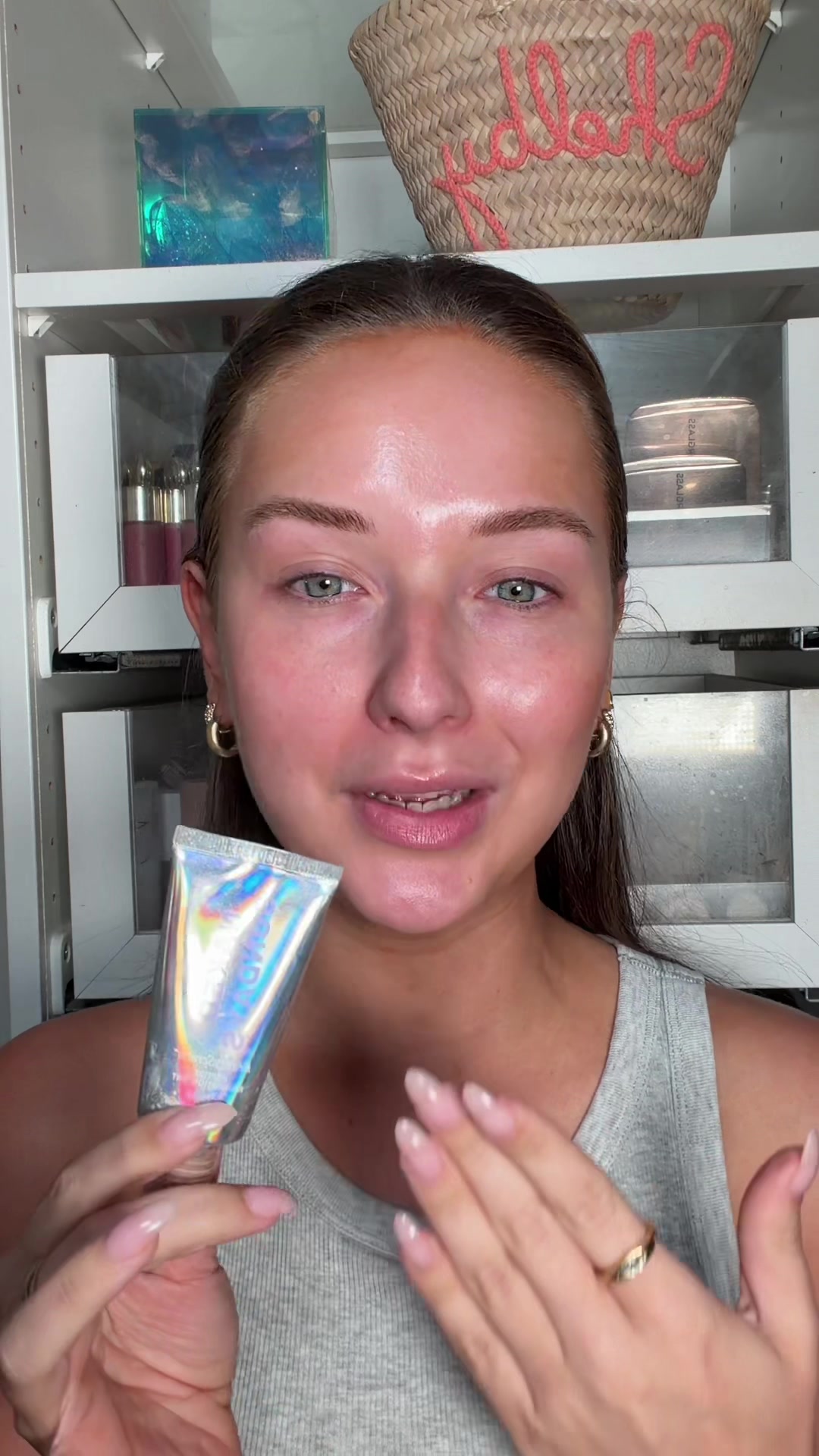 TikTok post by @shelbyannbell for NAKED SUNDAYS. Caption reads: it’s ALWAYS skin tint season around here 🤭 @Naked....