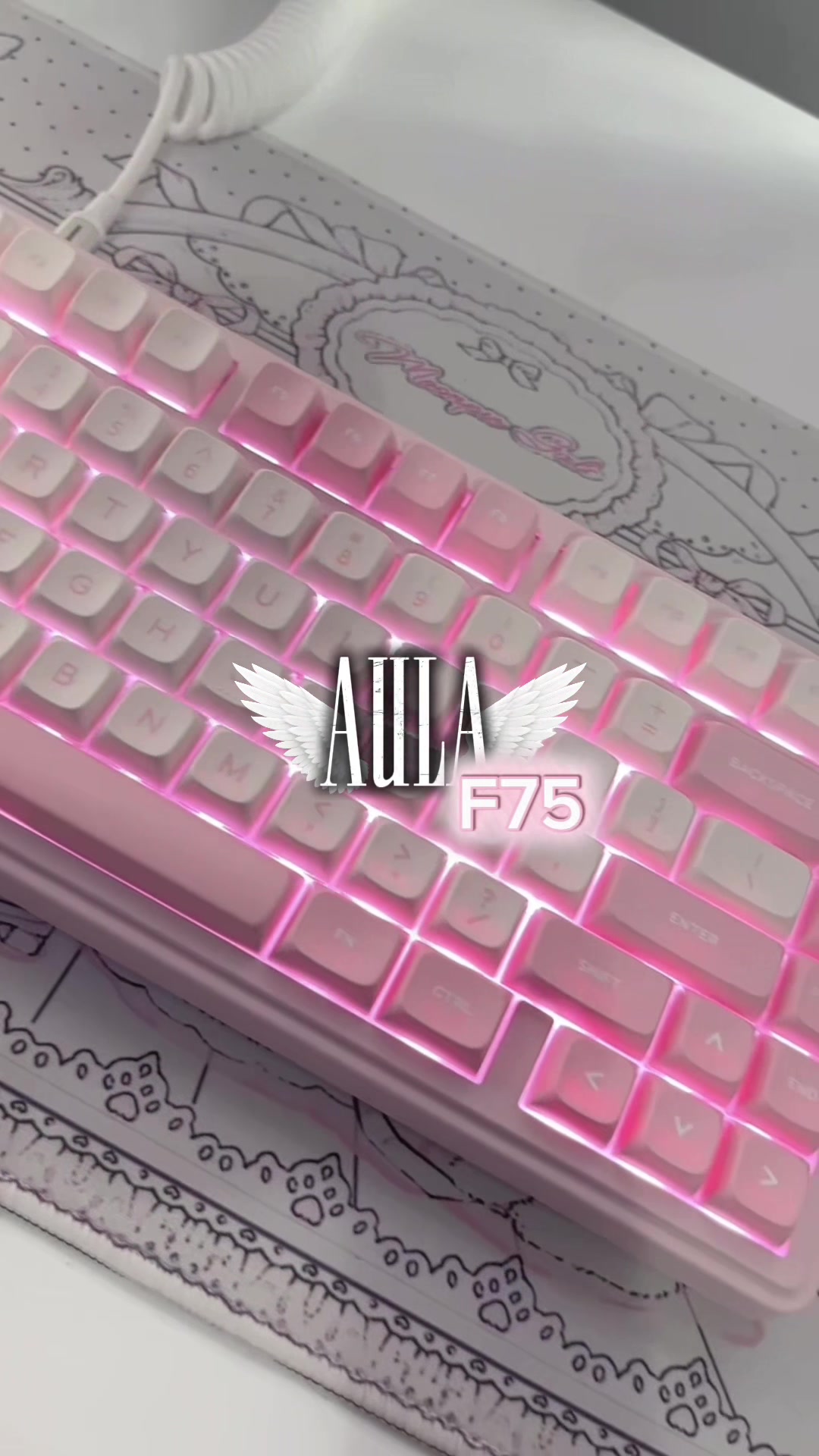 TikTok post by @mmewlune for Aula. Caption reads: [...] officially arrived!! featuring F75 by @Aula!....