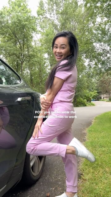 Instagram post by @the.np.mom for DOLAN Scrubs. Caption reads: [...] it’s back in stock!

I choose....