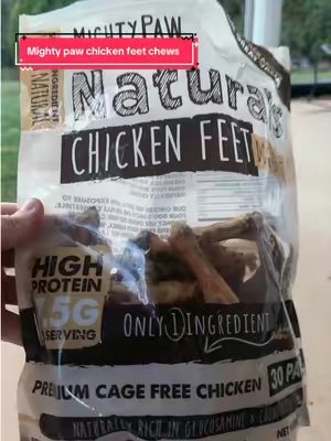 TikTok post by @calebttshop for Mighty Paw. Caption reads: @Mighty Paw chicken feet dog chews #mightypaw....