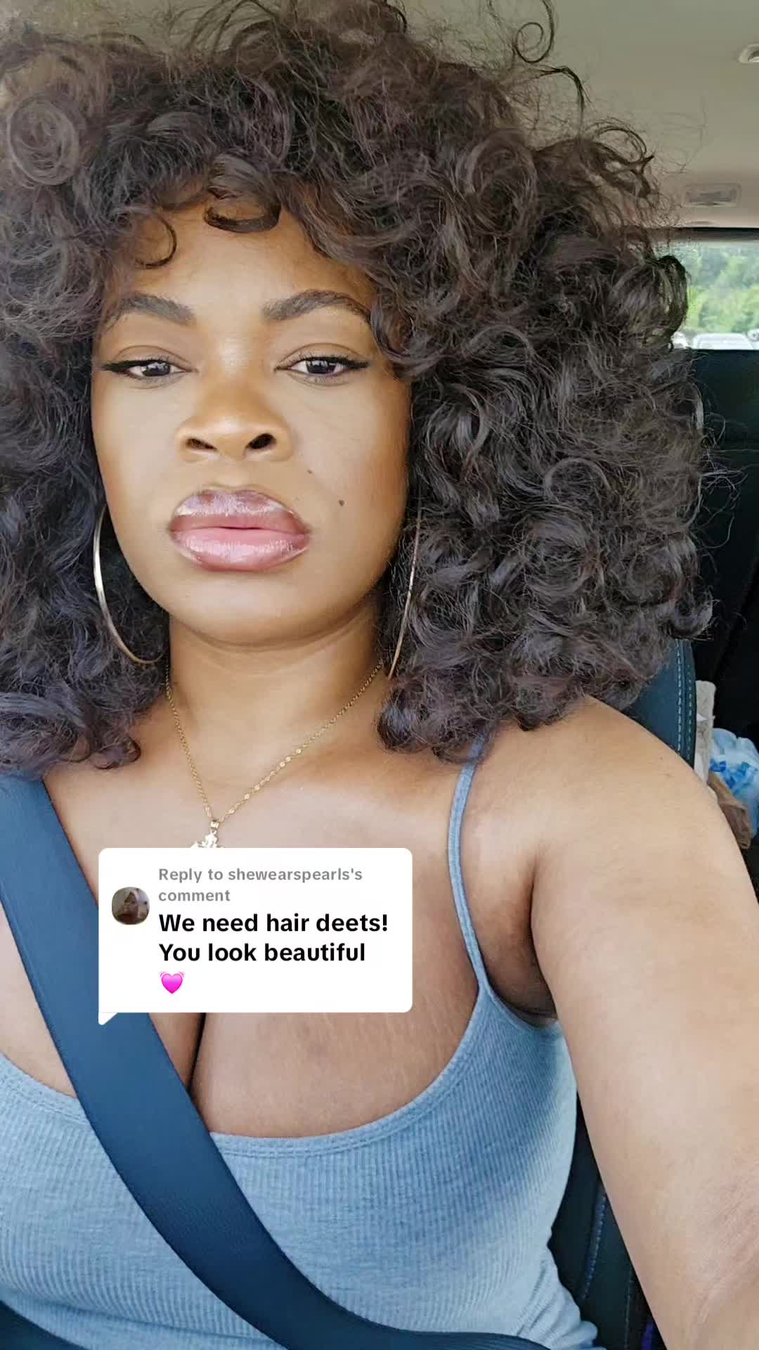 TikTok post by @brittbratstyles for Curlyme. Caption reads: Replying to @shewearspearls #hair #curlyhair....