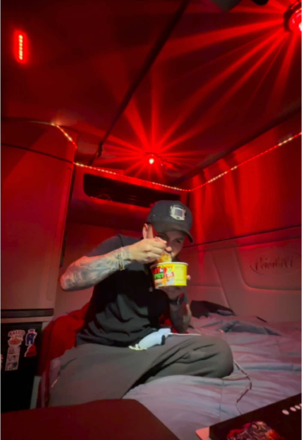 TikTok post by @alexnino_ for Pilot Flying J. Caption reads: relaxing nights on the road @Pilot Flying J #ad .