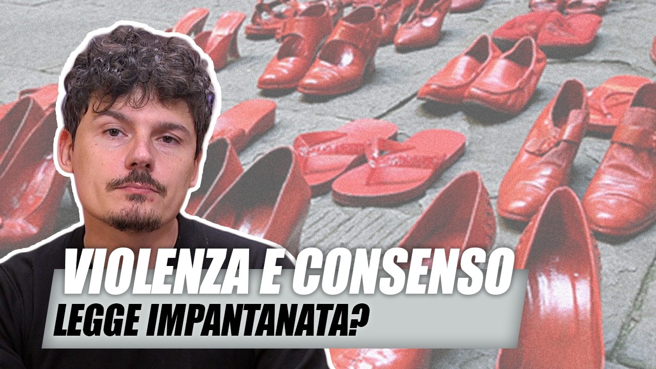 YouTube post by @breakingitaly for Bloomberg. Caption reads: Violence and consent: the bill is already bogged....