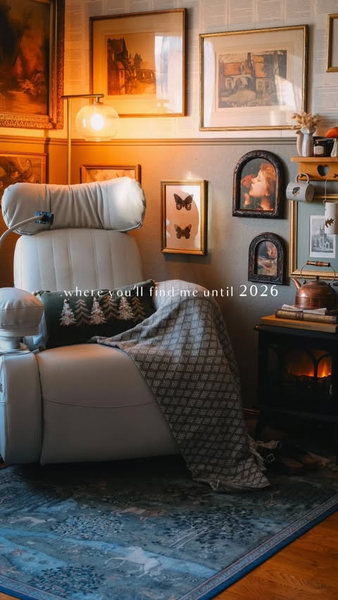 Instagram post by @cosyacademia for Mamazing. Caption reads: forever coziest in my little reading nook 🫶🏻 is....