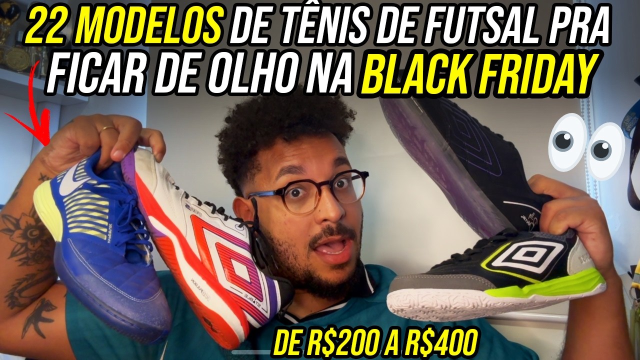 YouTube post by @BRFUTSAL for Decathlon. Caption reads: Which futsal shoes to buy??? (22 models from R$200....