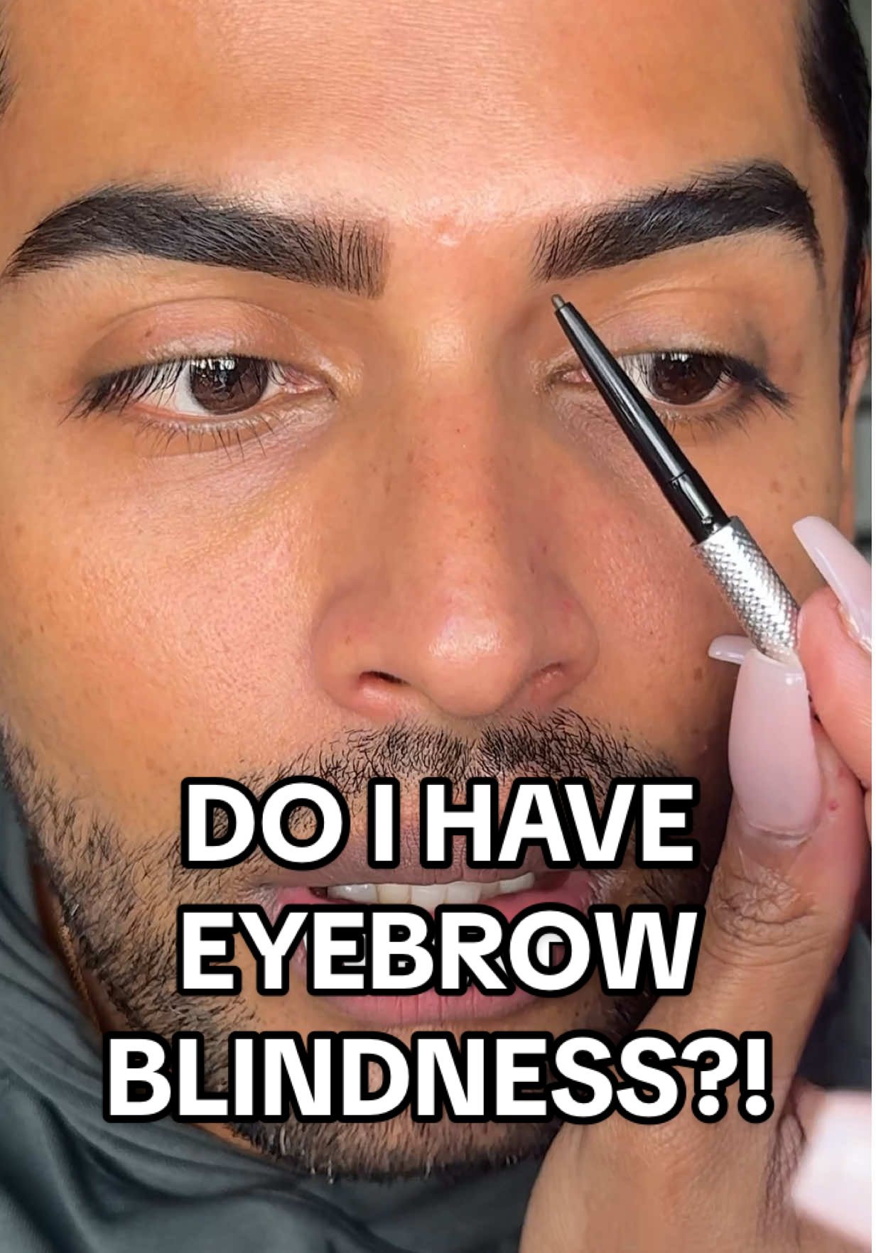 TikTok post by @adityamadiraju for Benefit Cosmetics. Caption reads: Is this extra?! 👀  #eyebrowtutorial #eyebrows....
