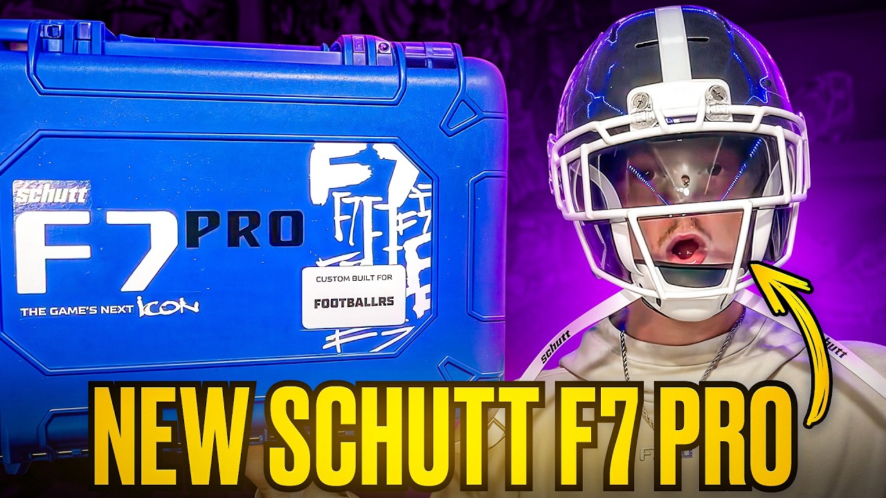 YouTube post by @Footballrs for SHOC. Caption reads: The NEW Most Popular Helmet in the NFL….