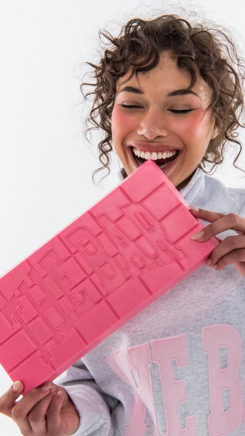 Instagram post by @bridget for bareMinerals. Caption reads: [...] 🤭 but first let’s glow up with....