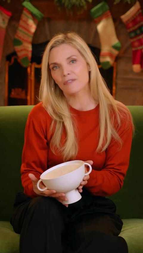 Instagram post by @michellepfeifferofficial for Crate and Barrel. Caption reads: Who else loved #OhWhatFunMovie? 🎥 🎄 Star....