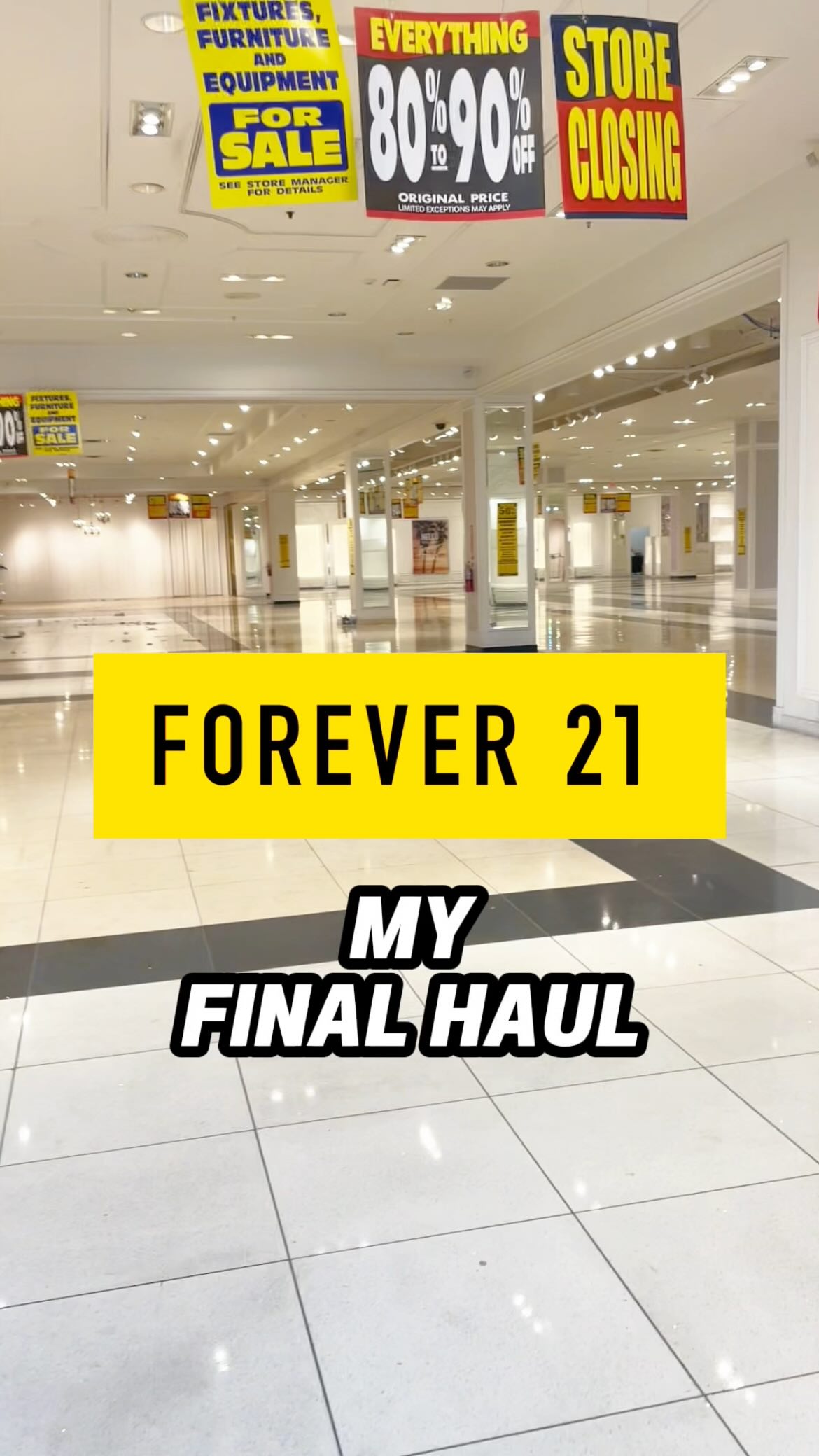 Instagram post by @happyscharms for Forever21. Caption reads: My haul from the final days of Forever 21.
Out of....