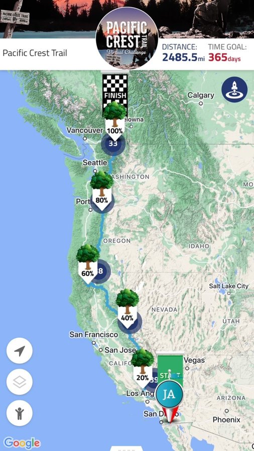 Instagram post by @jaycrushesit for The Conqueror Virtual Challenges. Caption reads: Who’s coming with me?! Hike the PCT from your....