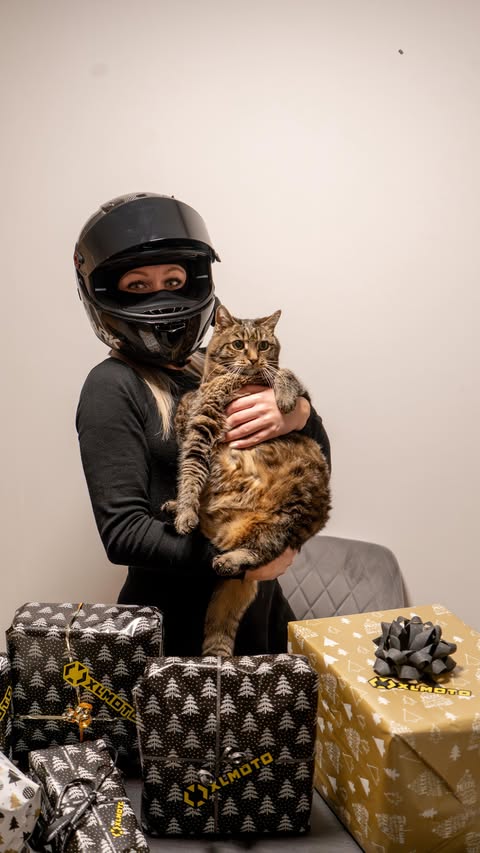 Instagram post by @bikerprincessa for Xlmoto. Caption reads: Wrapping XMAS Gifts from @xlmoto 🎁❤️✨ #XLMOTO....