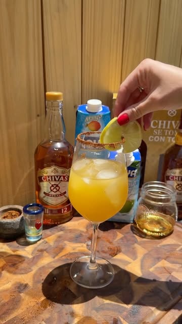 Instagram post by @glam_by_mel for Chivas Regal. Caption reads: [...] cocktail, GOL-DEN Mango, using the....